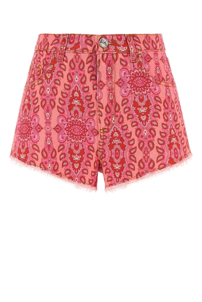 ETRO Printed stretch denim shorts 1