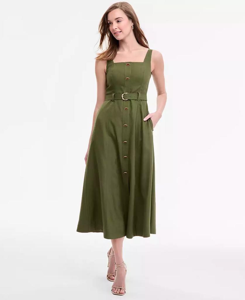 Taylor Women's Square-Neck Button-Front A-Line Dress