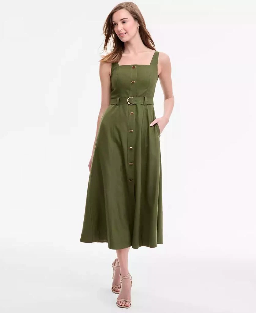 Taylor Women's Square-Neck Button-Front A-Line Dress 1