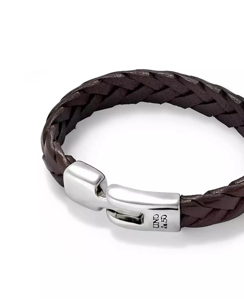UNOde50 Cognac Braided Leather Bracelet with Sterling Silver-Plated Metal Alloy Clasp 3