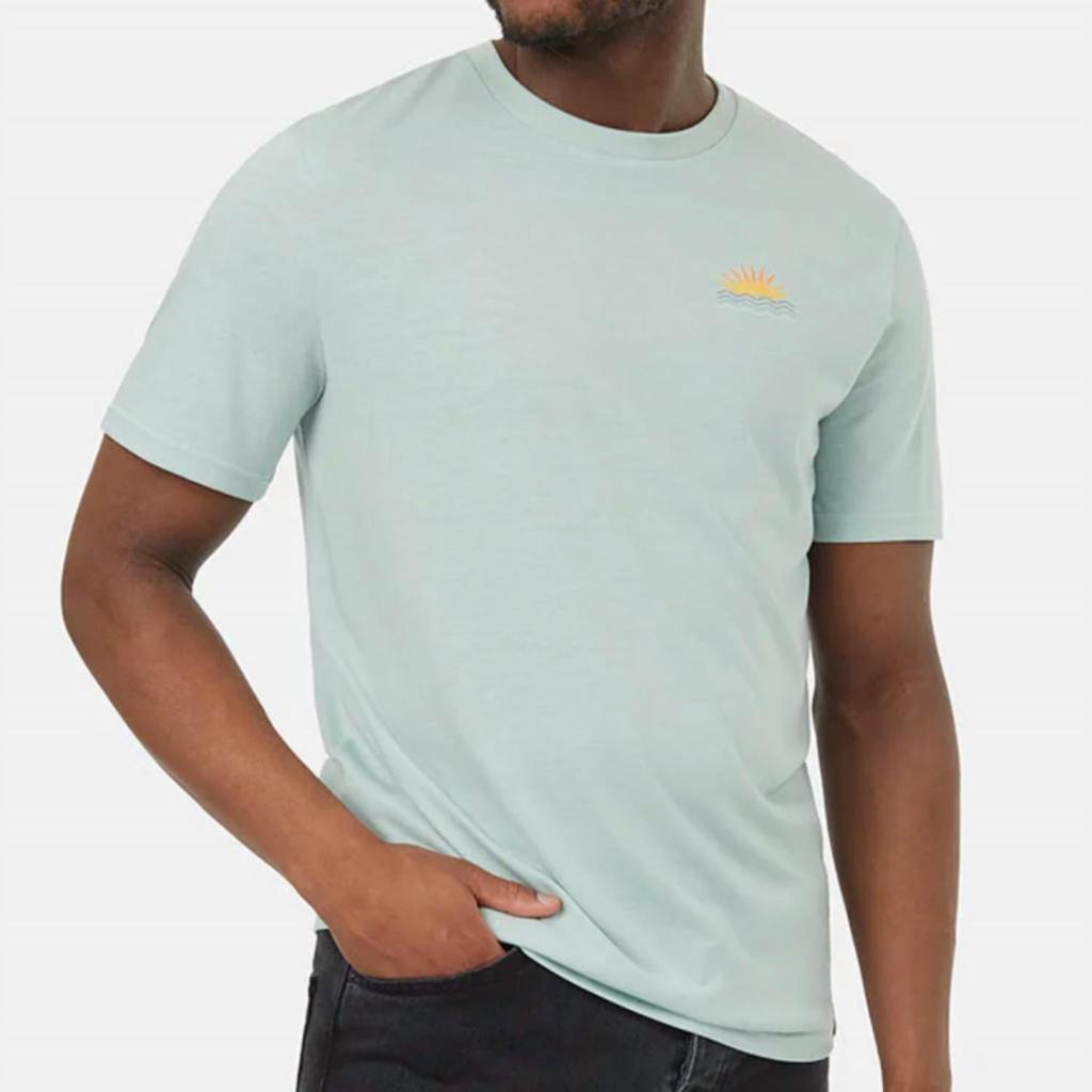 tentree Tentree Sunset T-Shirt In Surf Spray / Coral Rose