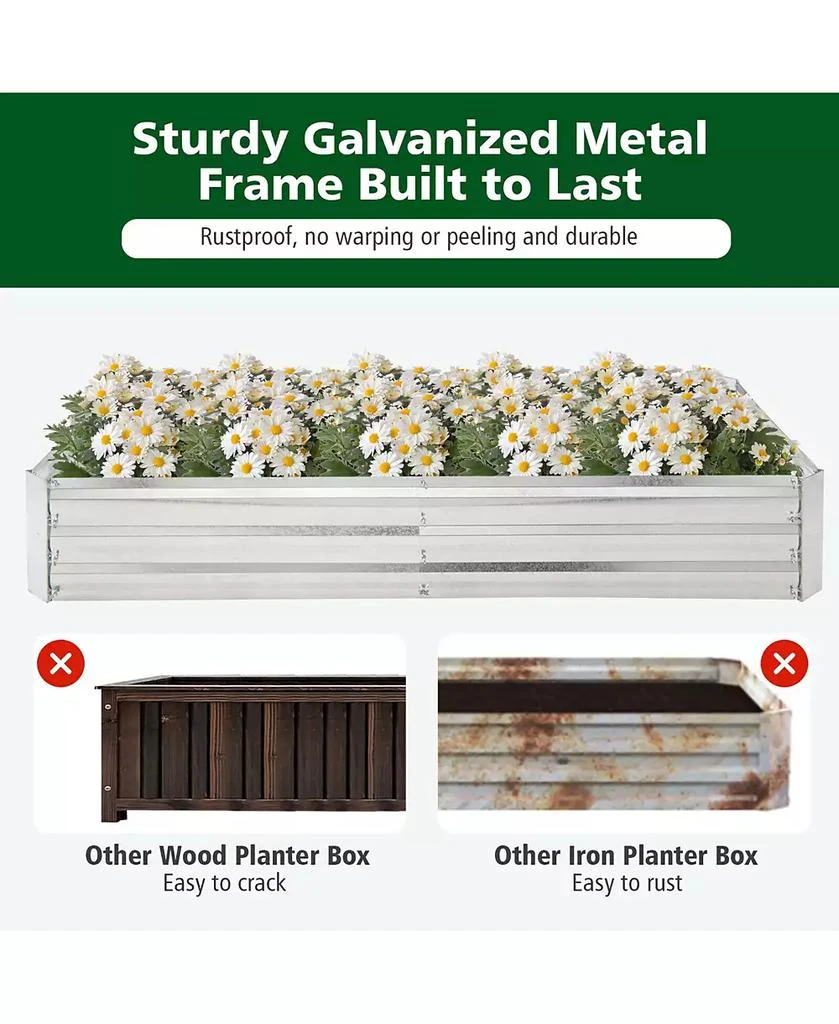 Gymax 6 x 3 x 1FT Galvanized Raised Garden Bed Heavy-Duty Elevated Rectangle Plant Box 6