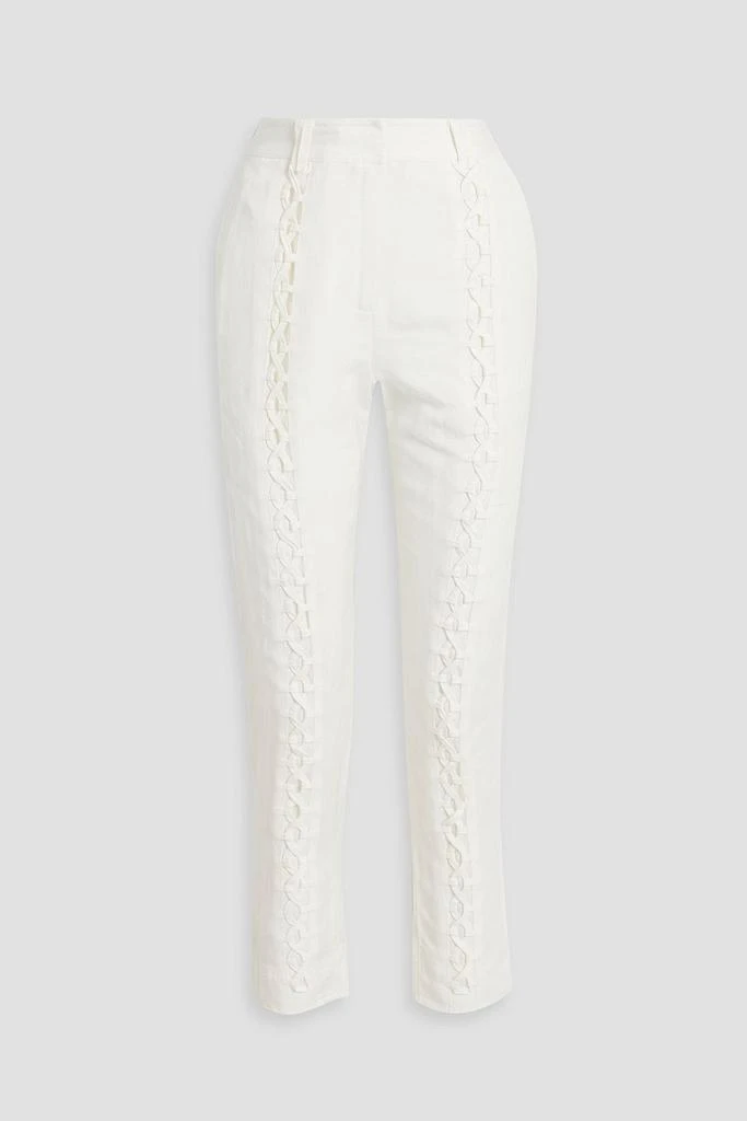 Aje Impressionist lace-up linen-bend slim-leg pants 1