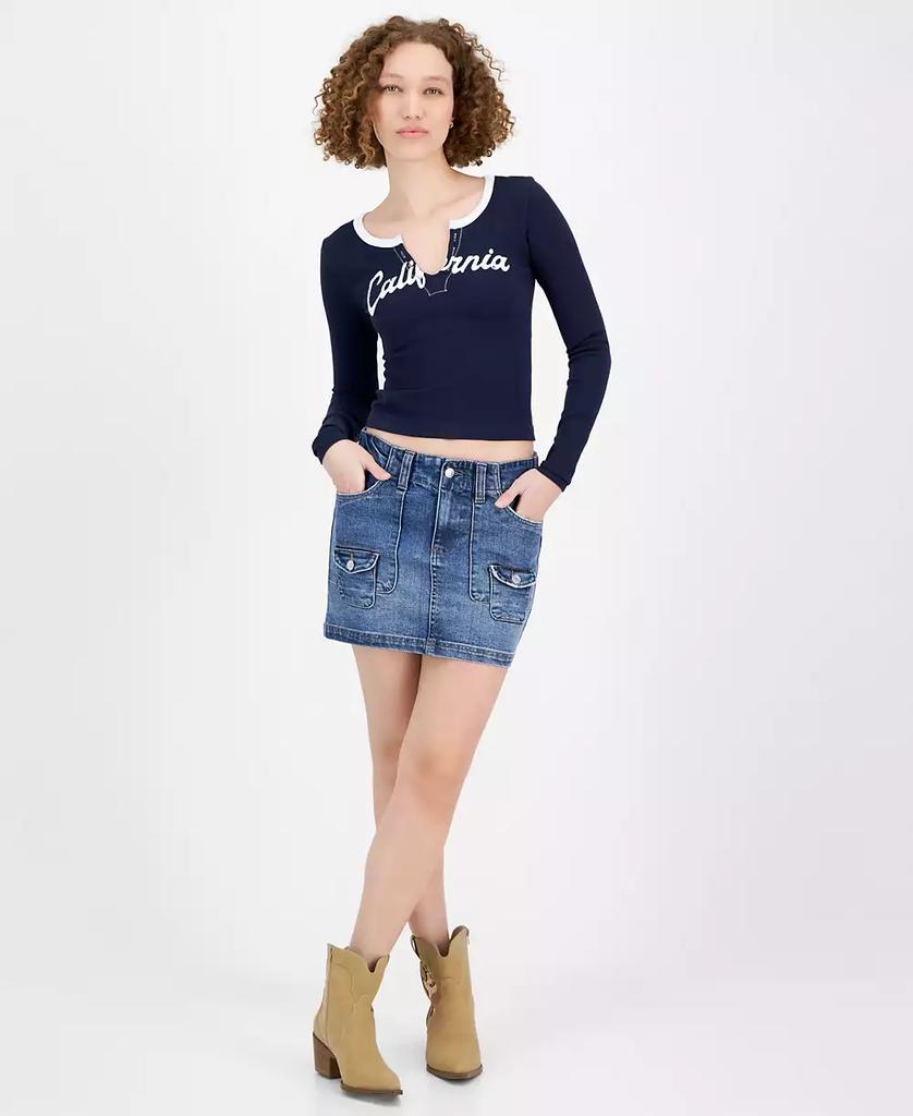 Celebrity Pink Juniors' Denim Mini Cargo Skirt