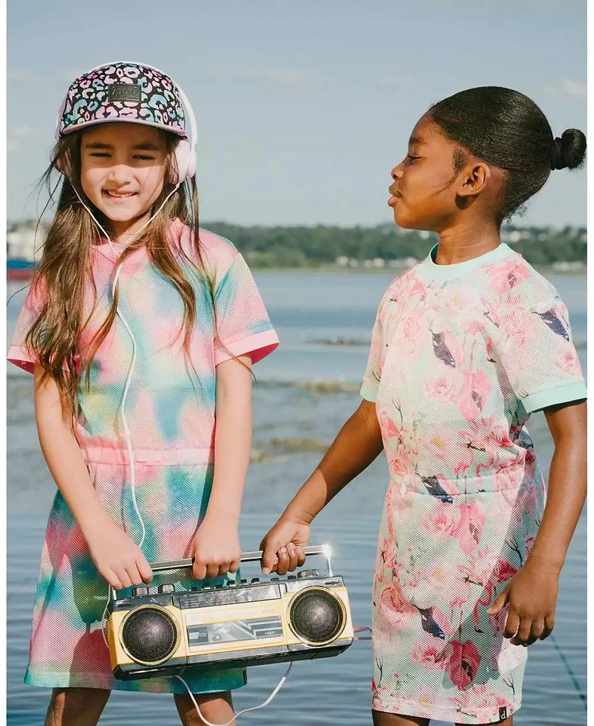 Deux par Deux Girls Mesh Beach Dress Blue Flamingo Print 2