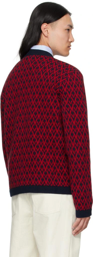 Valentino Red 
Navy Wool 
Toute La V
 Cardigan 3