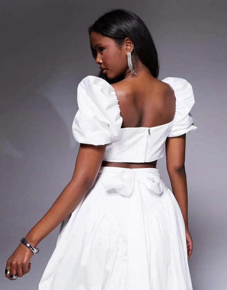 white cotton dress asos ASOS DESIGN + tiered cotton poplin smock midi dress in white