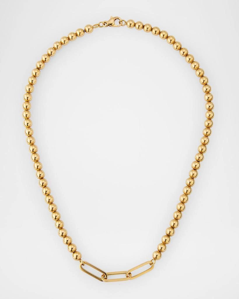 Fern Freeman Jewelry Yellow Gold Ball Chain and Triple Paper Clip Link Necklace