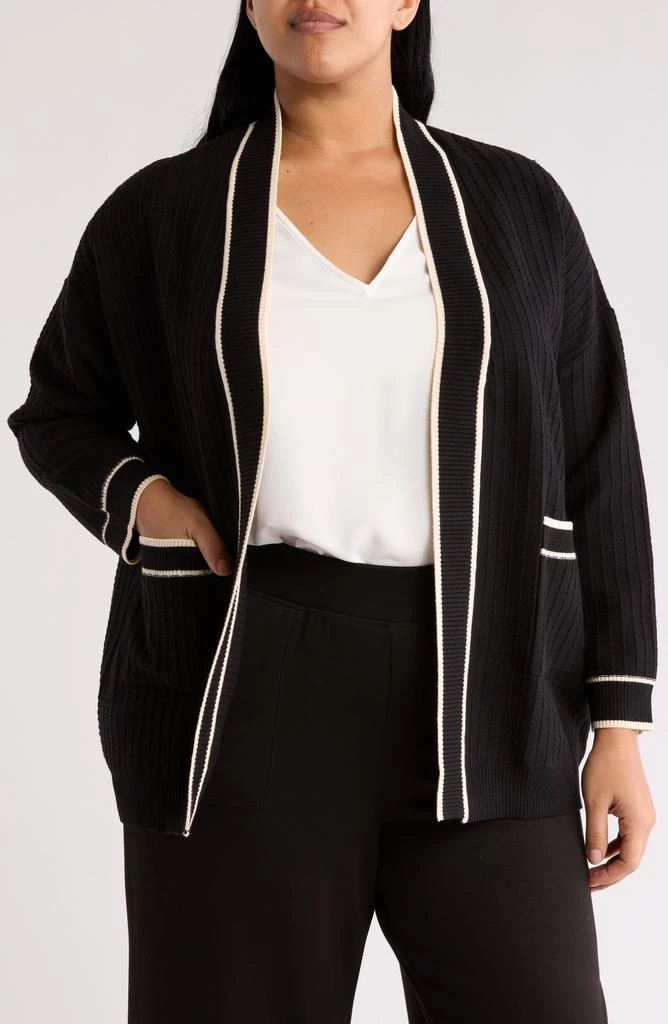 Adrianna Papell Tipped Waffle Stitch Cardigan 1