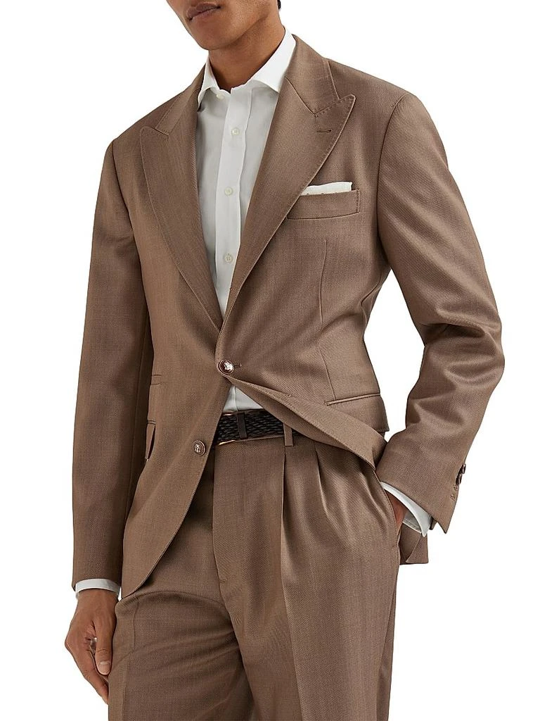 Brunello Cucinelli Wool Denim Deconstructed Blazer with Large Peak Lapels