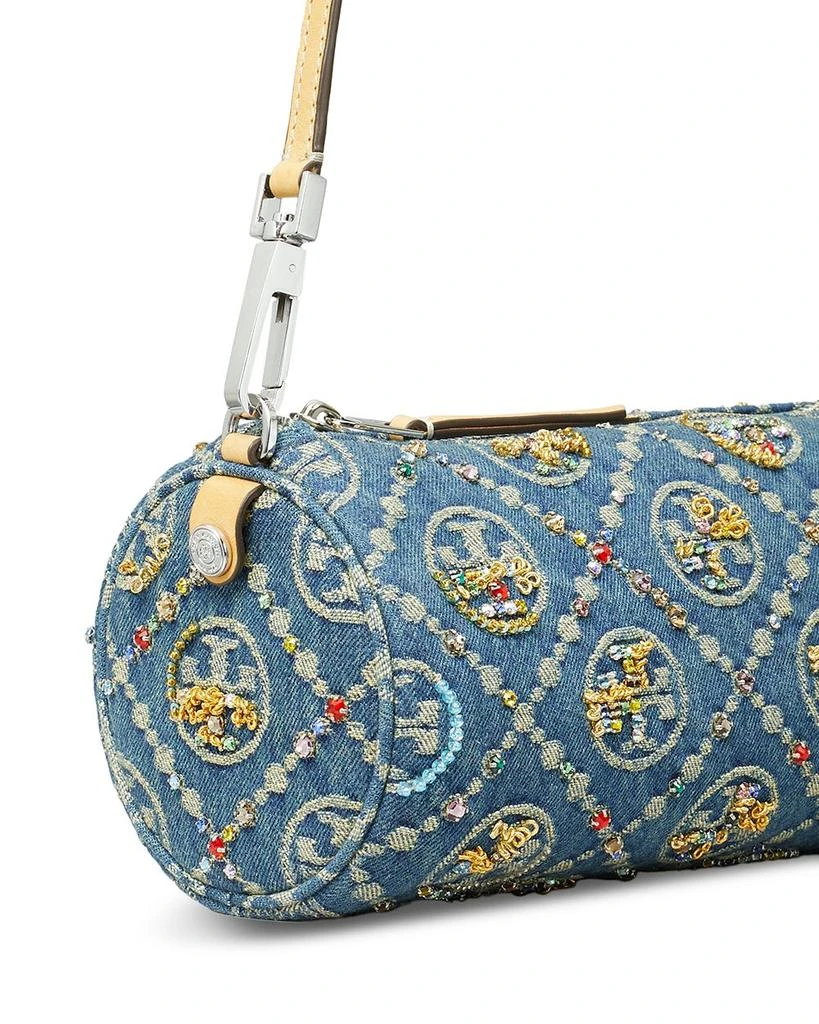 Tory Burch T Monogram Embellished Denim Cylinder Bag  4