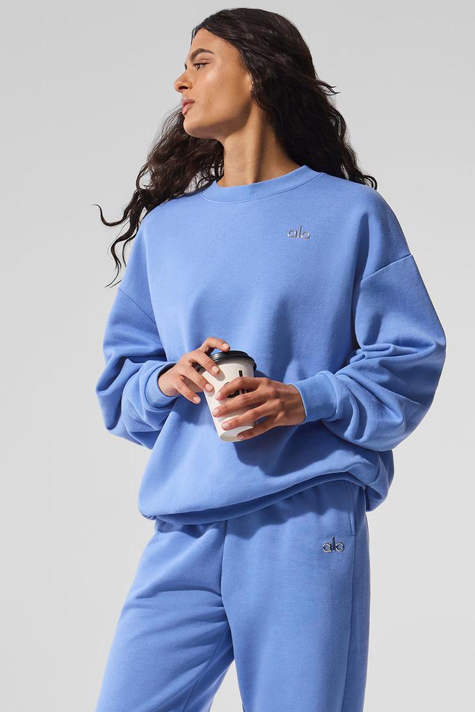 Alo Accolade Crew Neck Pullover - Crystal Clear Blue - Hoodies