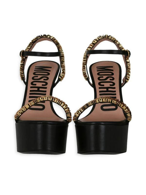Moschino Logo Leather Platform Stiletto Sandals 5