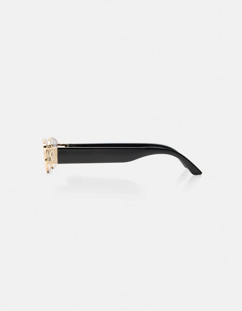 Bershka Bershka gold frame detail tinted sunglasses in black 4