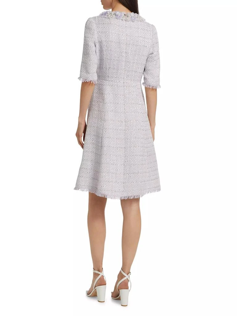 Teri Jon Beaded Twim Metallic Tweed Cocktail Dress 5