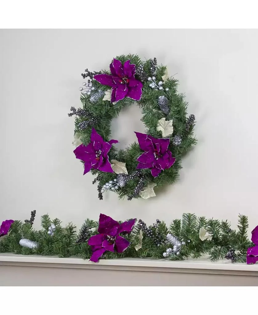 Northlight Unlit Poinsettia and Pine Cone Artificial Christmas Wreath 5