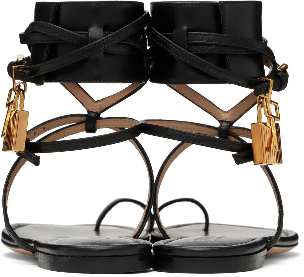 Tom Ford Black Soft Calf Ankle Wrap Sandals 2