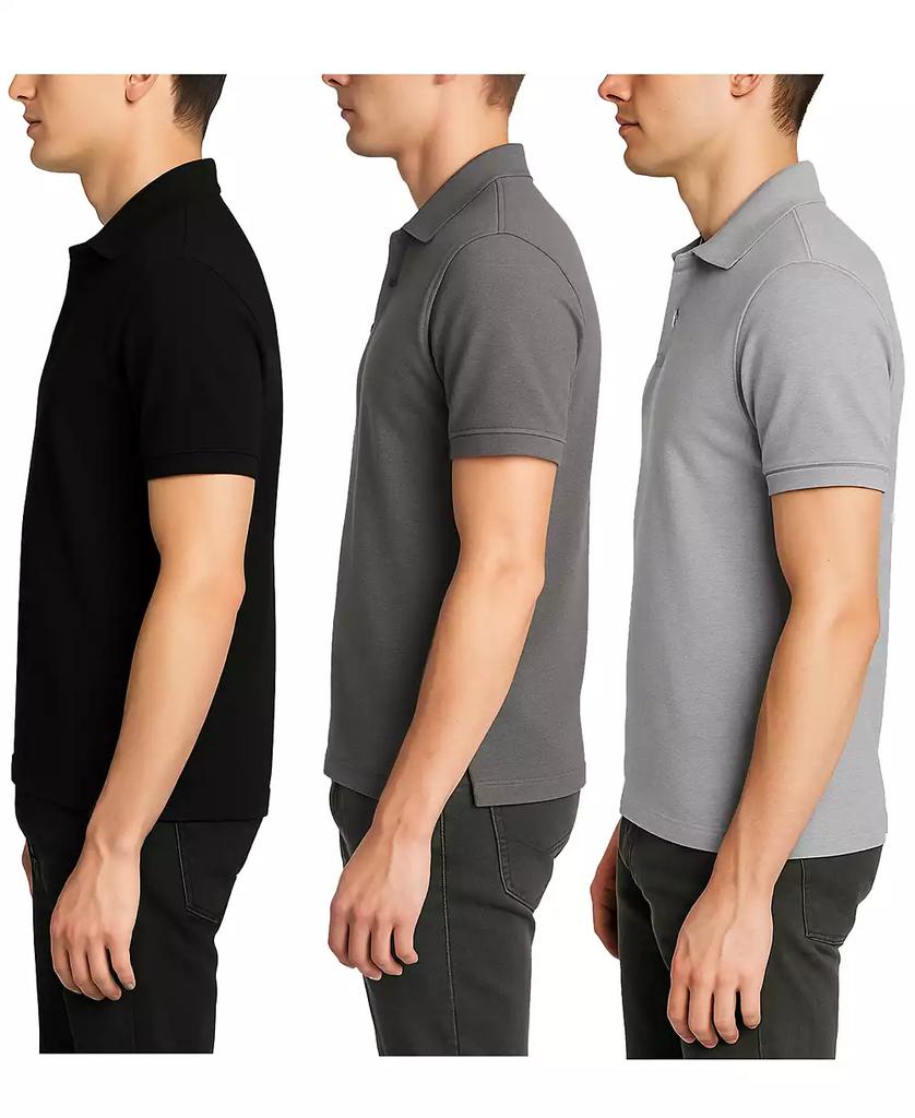 Galaxy By Harvic Men's 3-Pack Polo Avenue Short Sleeve Pique Polo Shirt
