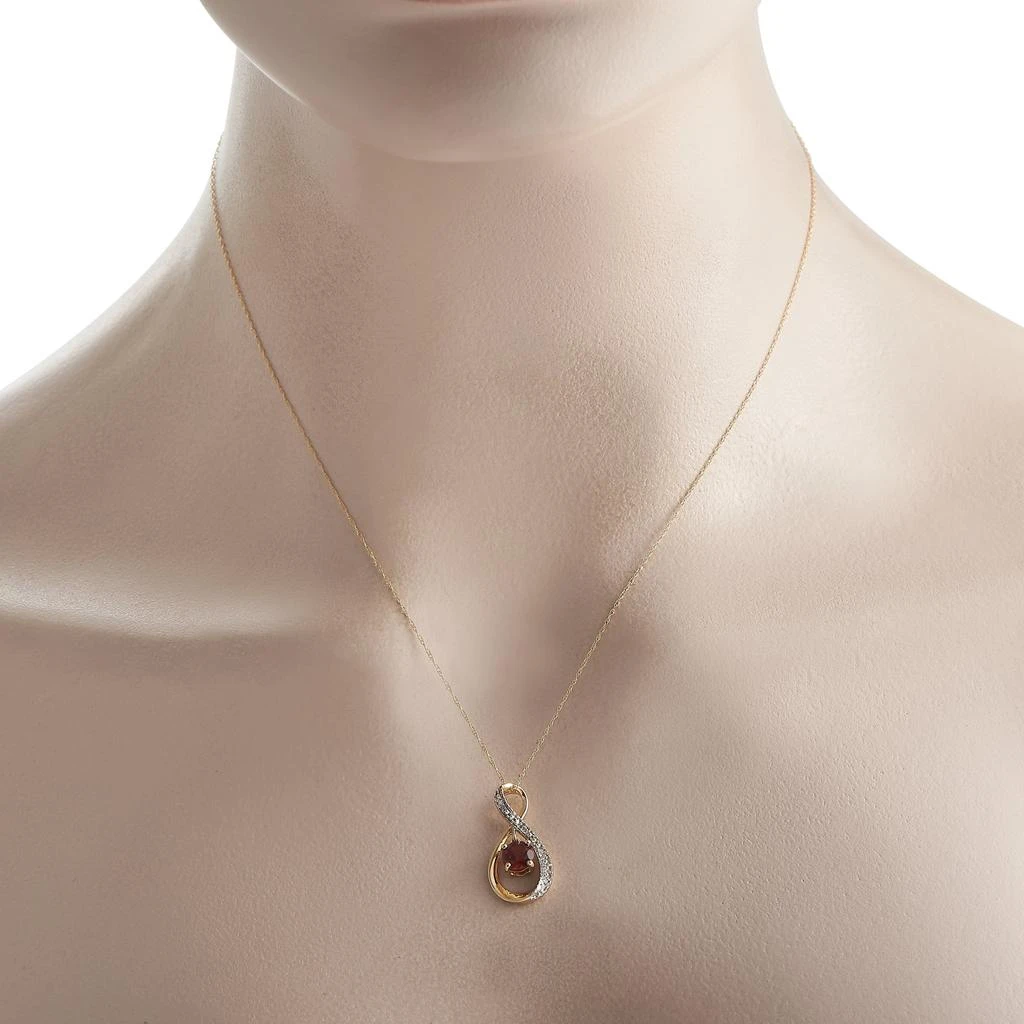 Non Branded 14K Yellow Gold Diamond and 0.03ct Garnet Pendant Necklace PD4-15537YGA 2