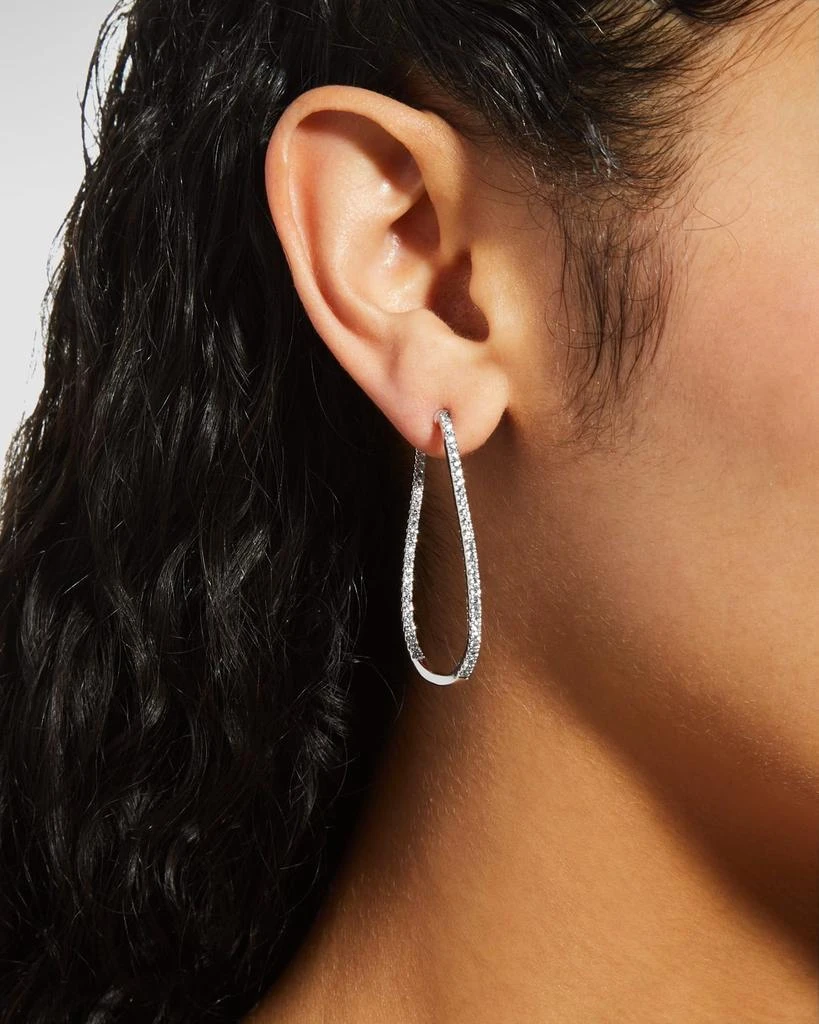 Memoire 18KWG Medium Diamond Pave Twist Hoop Earrings, 1.50tcw 2