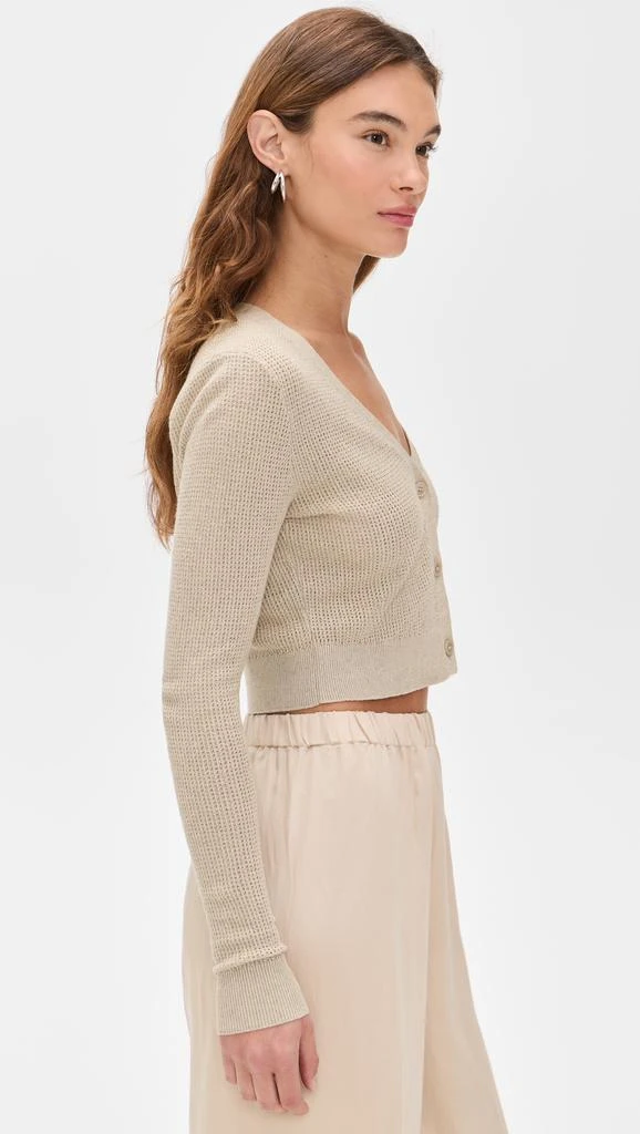 Enza Costa Linen Open Knit Cropped V Neck Cardigan 3