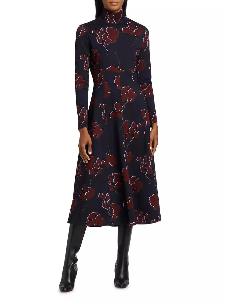 Tanya Taylor Thea Floral Ponte Turtleneck Midi-Dress 3