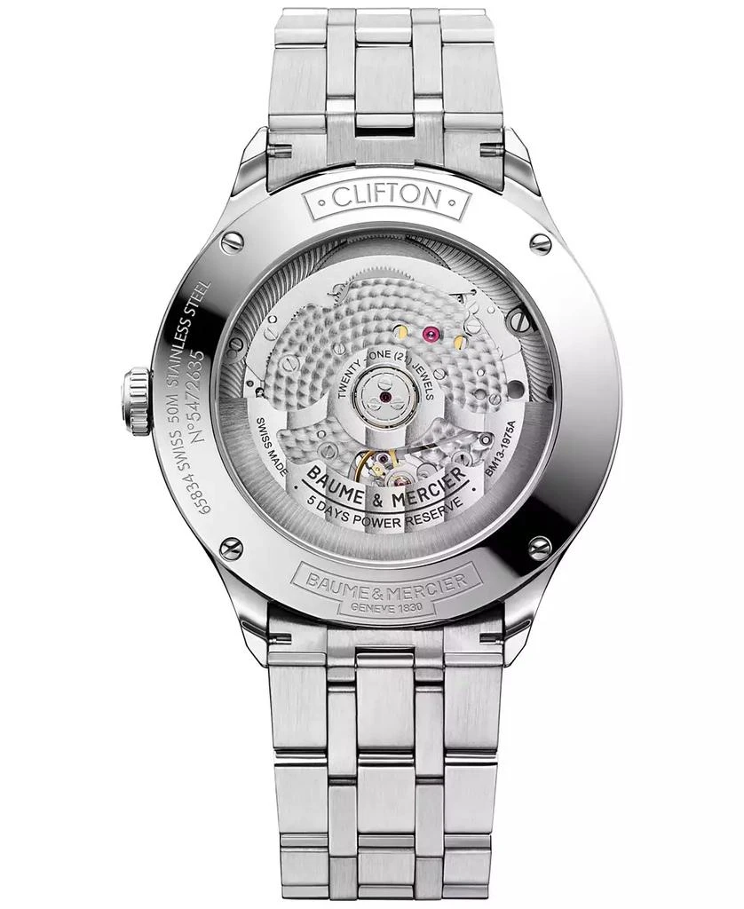 Baume & Mercier Men's Swiss Automatic Clifton Stainless Steel Bracelet Watch 40mm 3