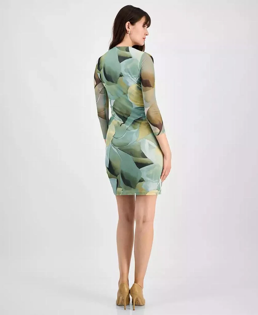 Anne Klein Petite Printed 3/4-Sleeve Mesh Wrap Dress 5