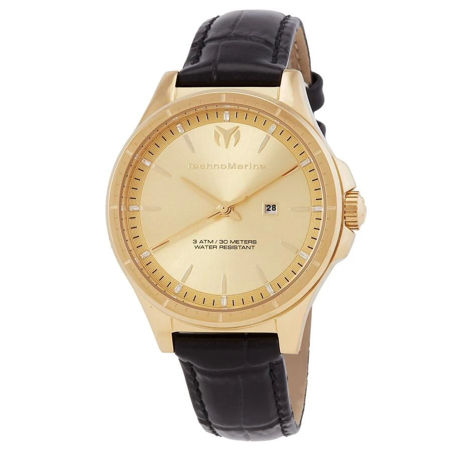 TechnoMarine MoonSun Date Quartz Gold Dial Ladies Watch TM-822045 1