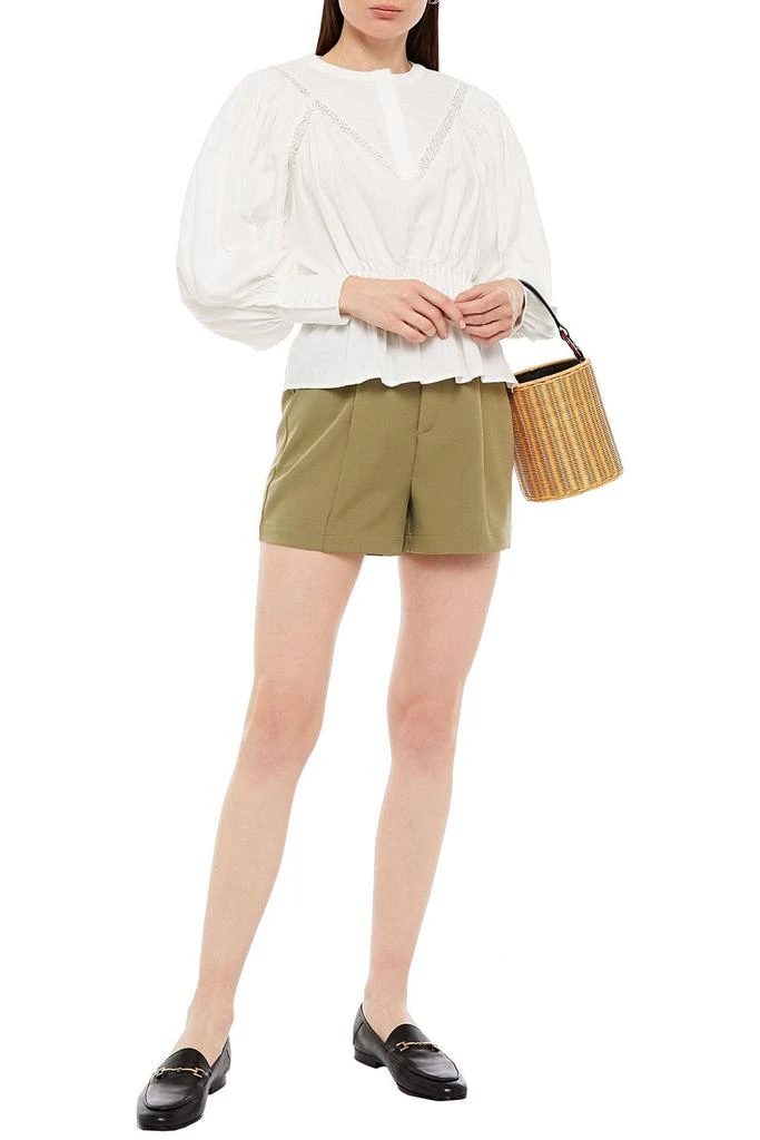 Maje Lace-trimmed shirred cotton blouse 2