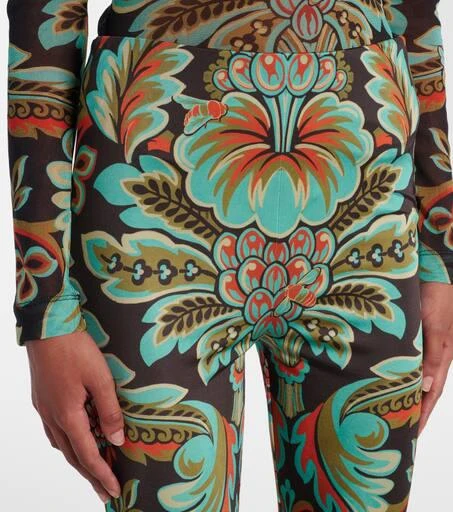 ETRO Printed crêpe jersey flared pants 4