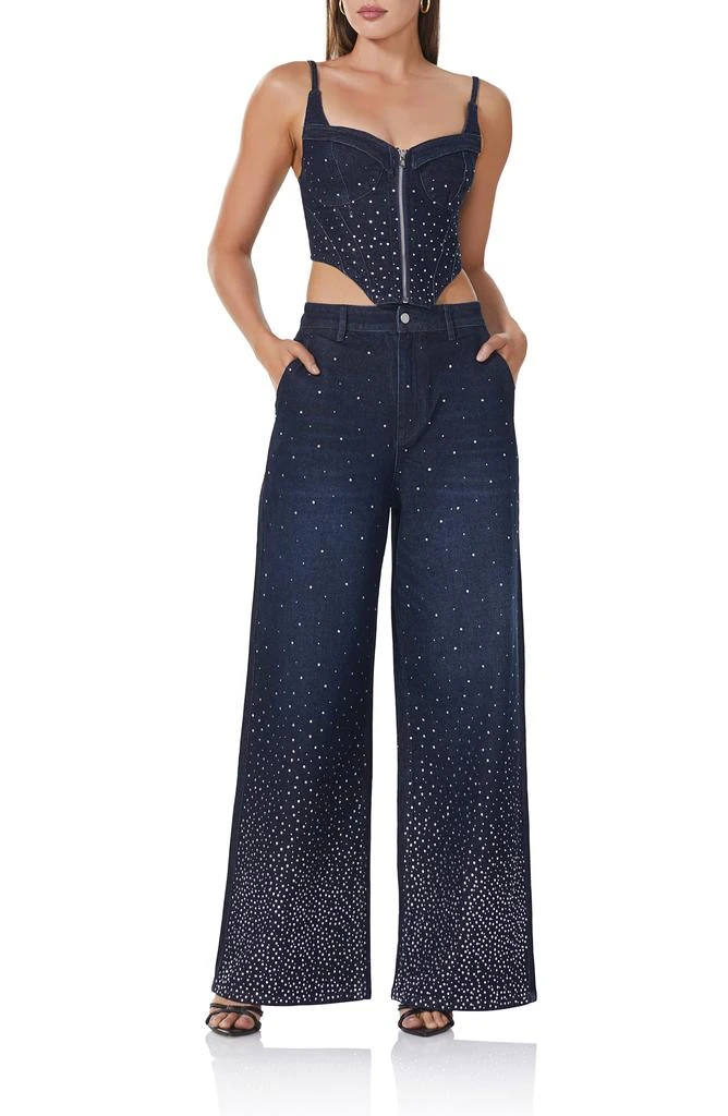 AFRM Ronny Rhinestone Wide Leg Jeans 4
