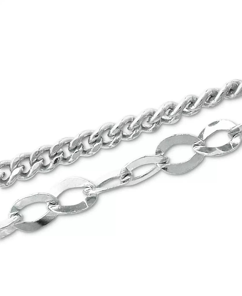 Giani Bernini Double Chain Link Ankle Bracelet in Sterling Silver and 18k Over Silver, Created for Macy's 3