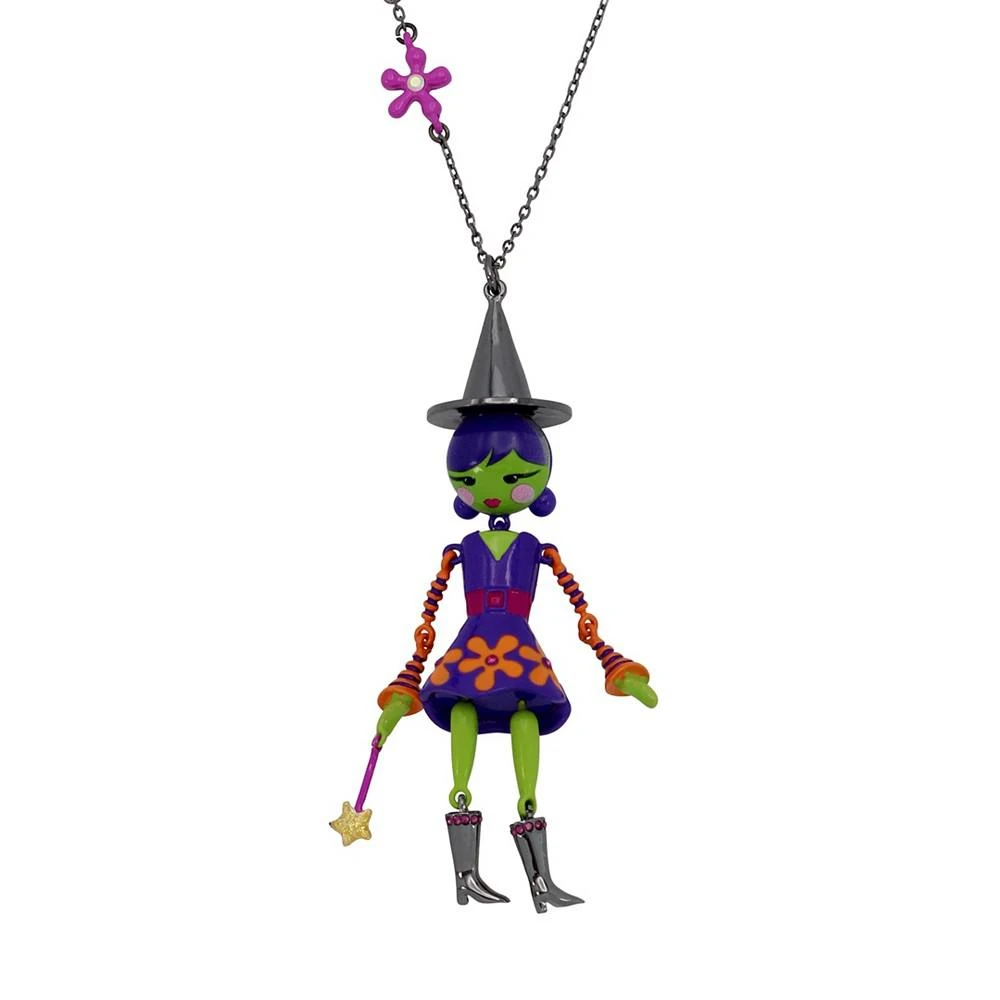 Betsey Johnson Faux Stone Witch Pendant Necklace 2