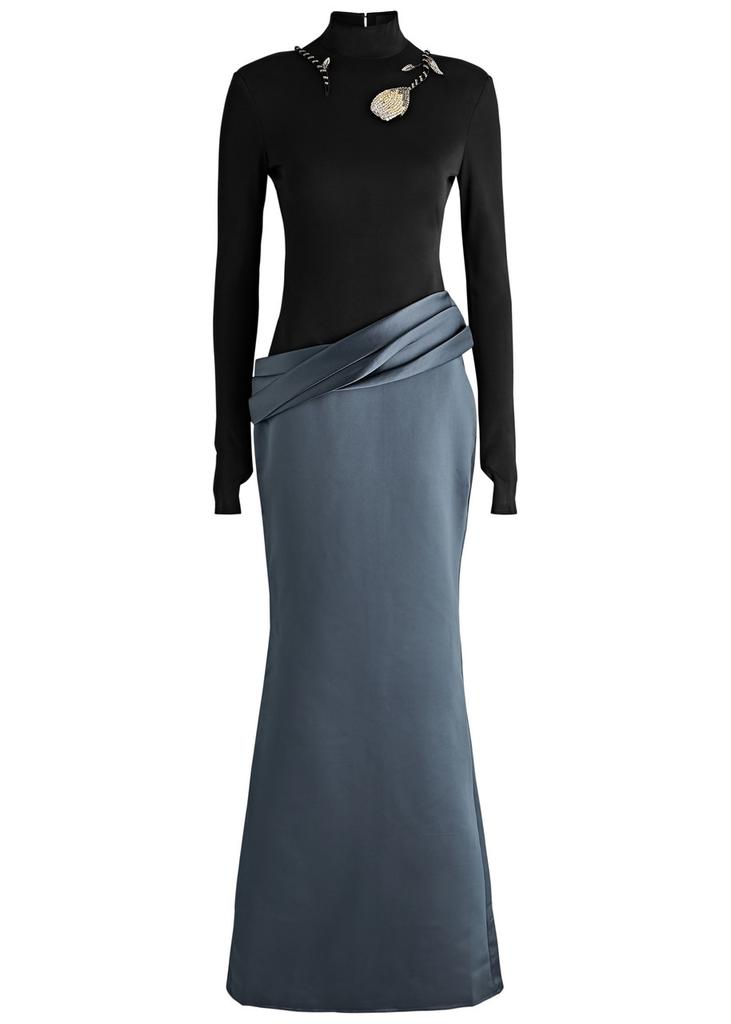 Nafsika Skourti The Eden Trophy embellished satin and jersey gown