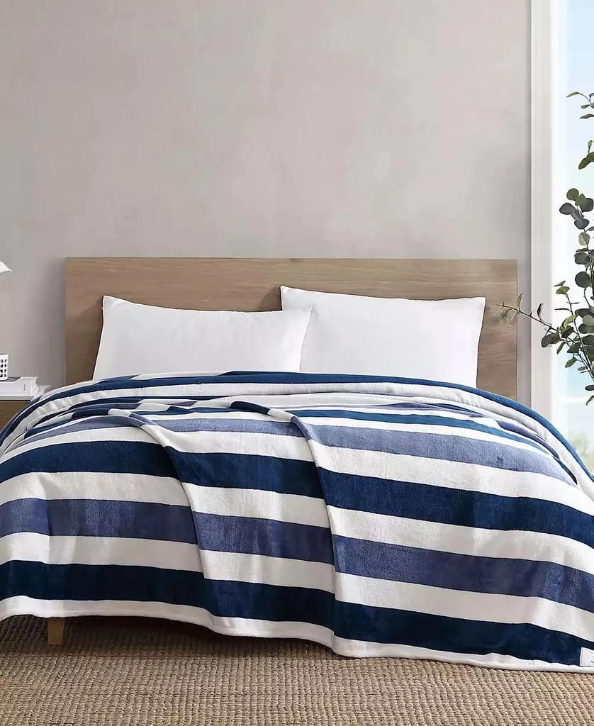 Nautica Awning Stripe Ultra Soft Plush Fleece Blanket