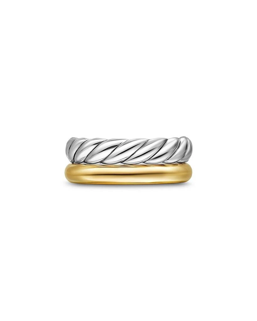 David Yurman DY Mercer Two Row Ring in Sterling Silver with 18K Yellow Gold, 8mm 3