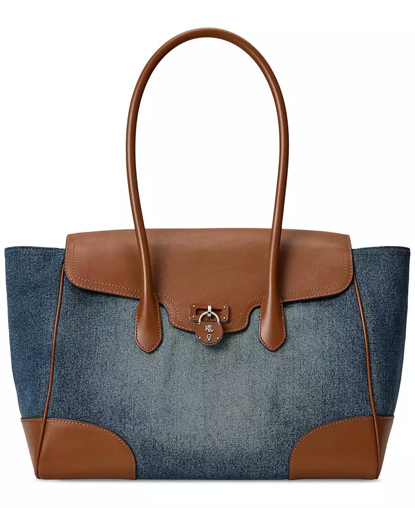 Ralph Lauren Washed Denim Extra-Large Tanner Satchel