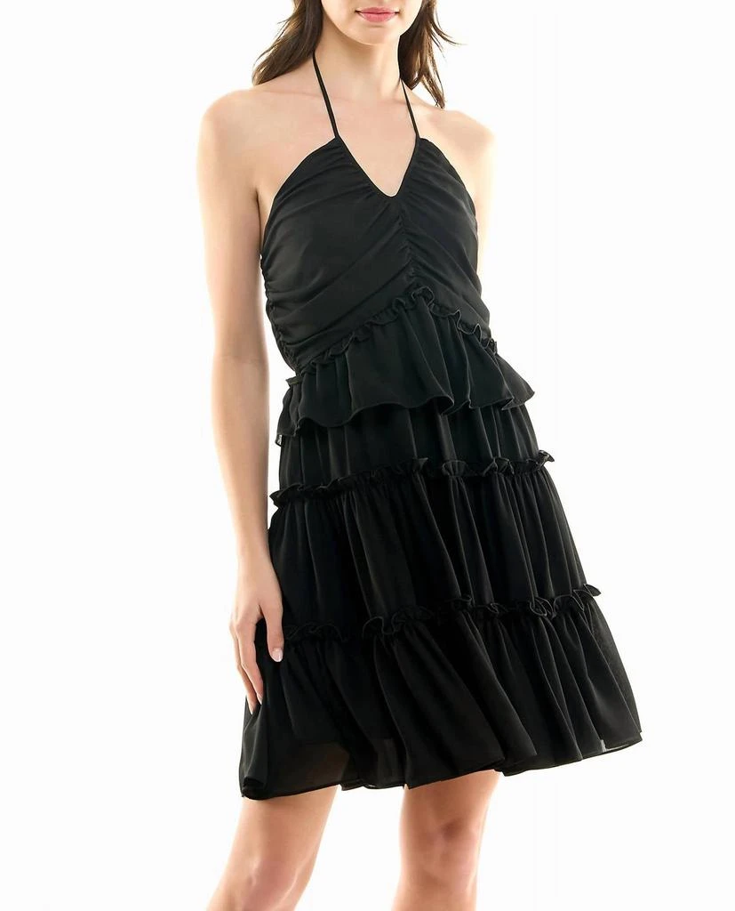 Nicole Miller Presley Chiffon Tiered Halter Dress 4