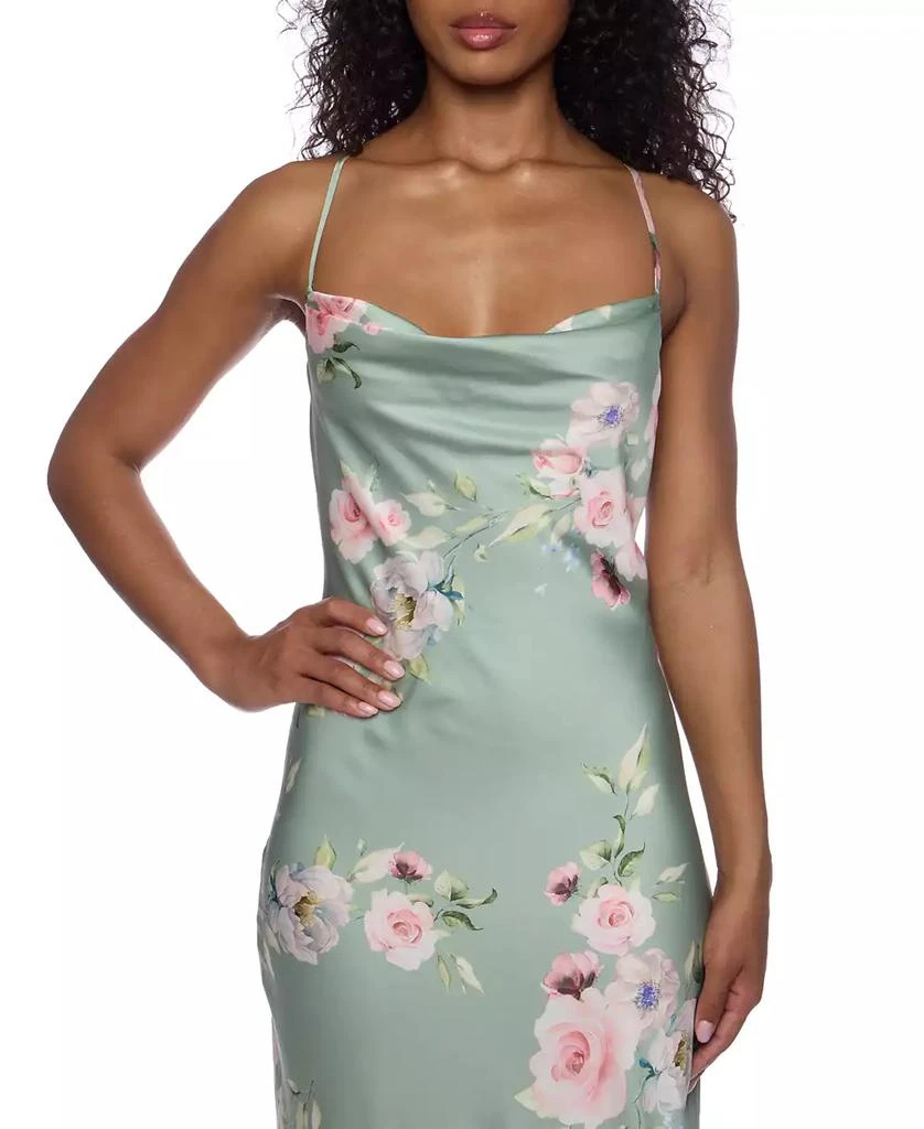 Alex & Sophia Juniors' Floral Satin Cowlneck Gown 5