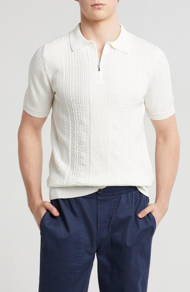 TR Premium Textured Sweater Knit Zip Polo