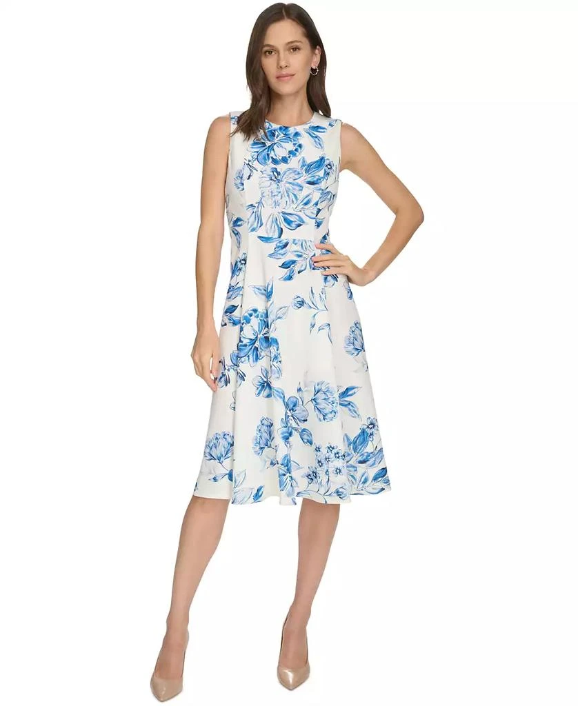 Calvin Klein Women's Floral A-Line Sleeveless Midi Dress 1