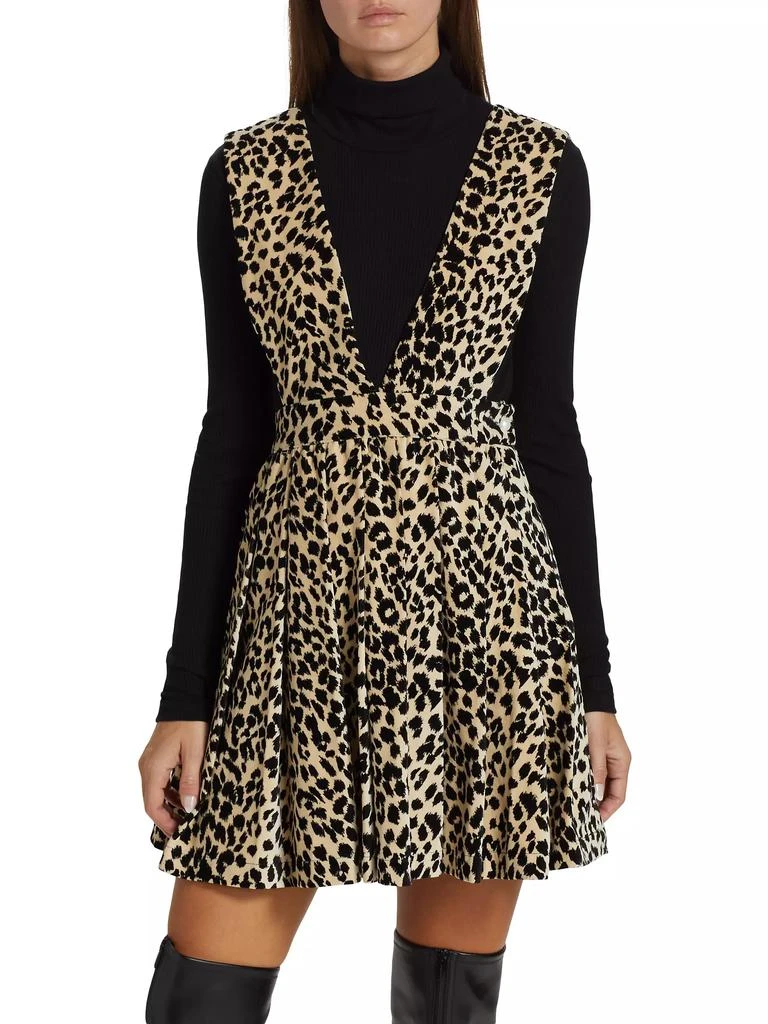 Batsheva Pleated Leopard Apron Dress 3