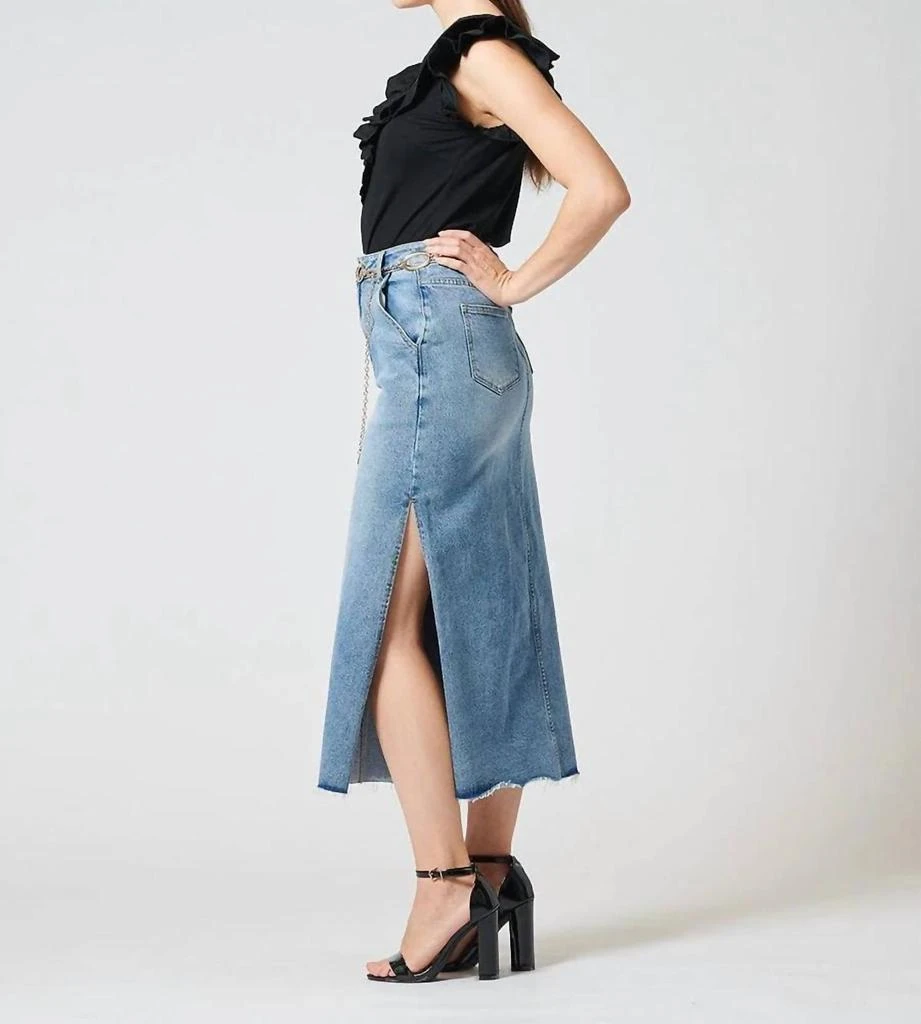 Gracia Gracia - Casual High Waist Jean Skirts With Side Split 3