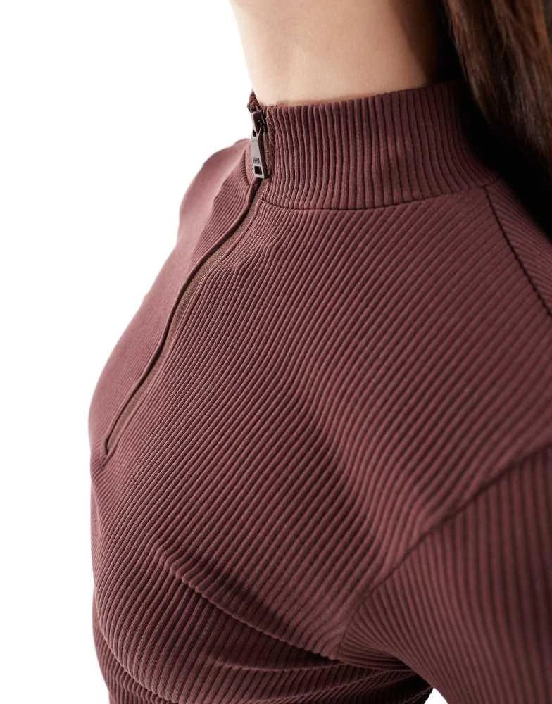 HERA Hera Womens ribbed base long sleeve midi dress in mahogany brown 2