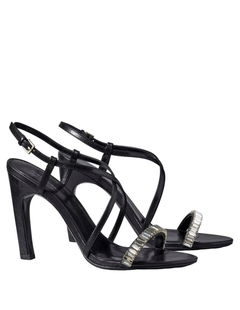 Tory Burch Crystal Heel Sandal In Perfect Black