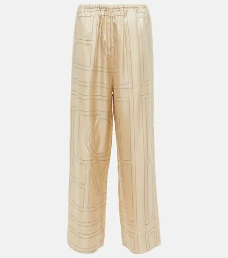 Totême Logo mid-rise silk pants 1