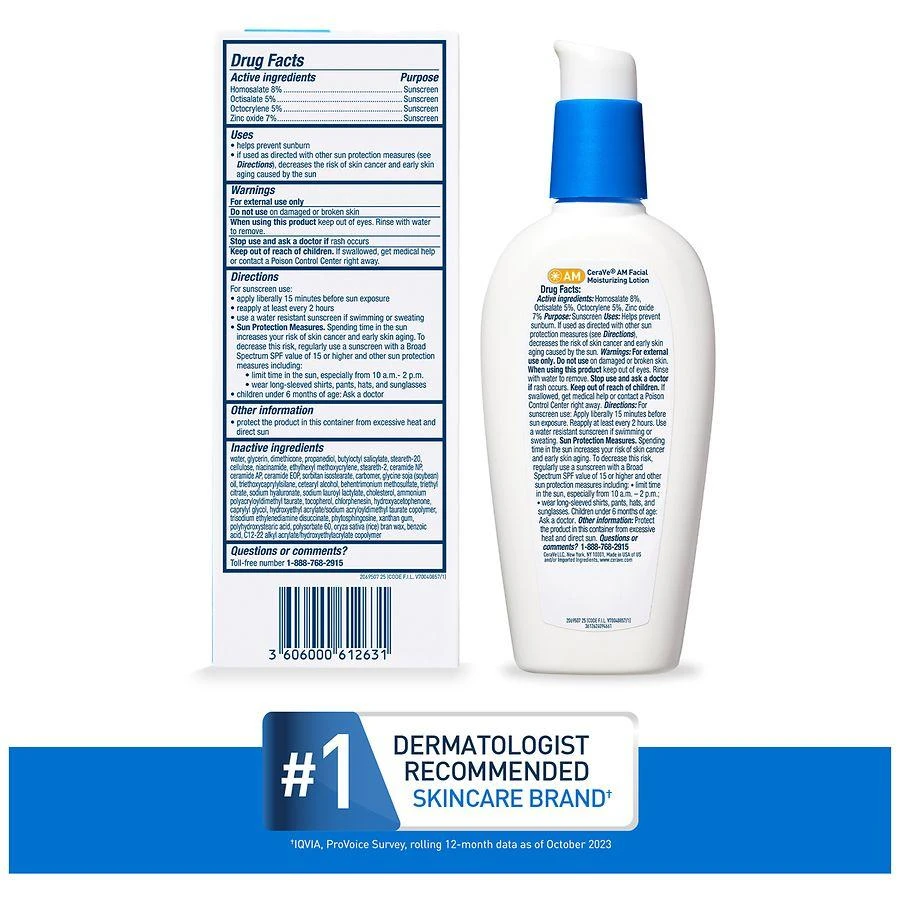 CeraVe AM Facial Moisturizing Lotion SPF 50, No White Cast Fragrance Free 2