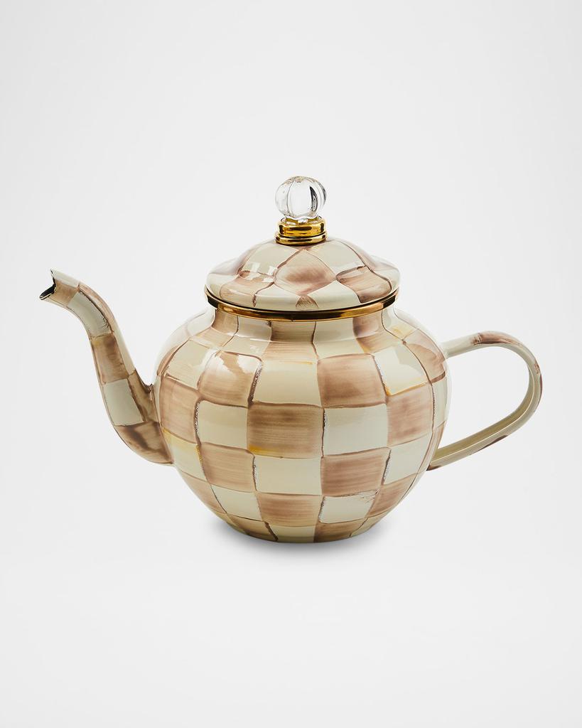 MacKenzie-Childs Mocha Check 4-Cup Teapot