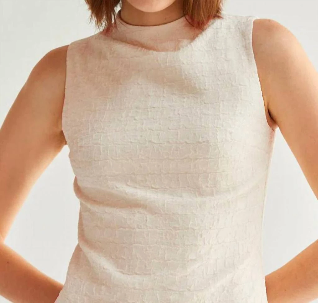 CRESCENT Textured Mini Sheath Dress In Cream 4